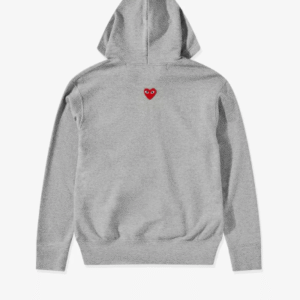 CDG Play Unisex Reverse Red Heart Zip Hooded Grey